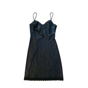 Vintage Women S Imec Nailon Black Slip Dress Lace Trim Lingerie Made in Italy